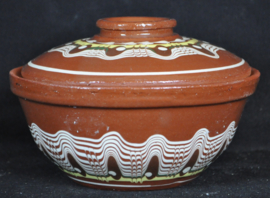 art nr: 1592 vintage Egyptische rood stenen pot met deksel