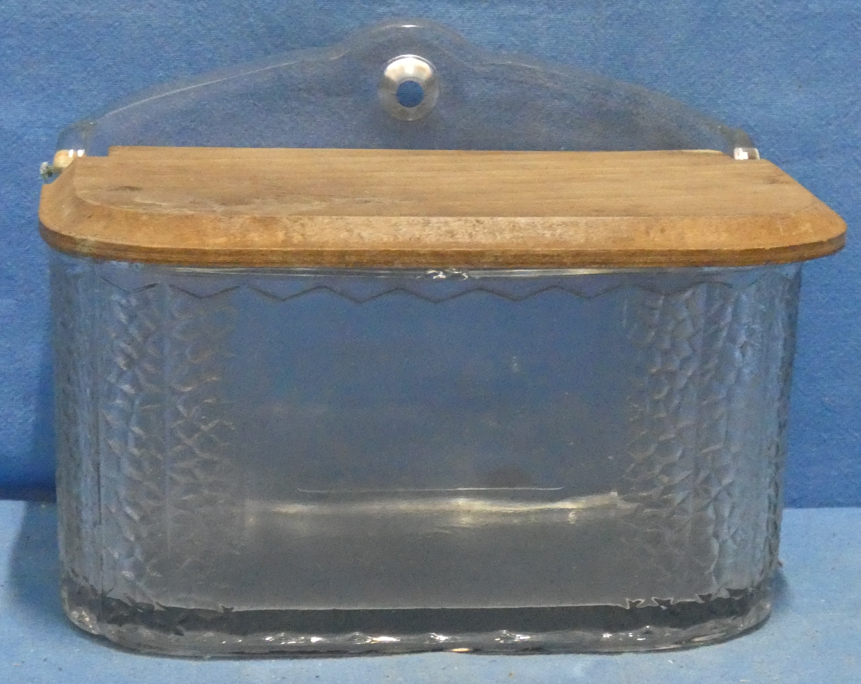 art nr: 1274 vintage glazen zoutpot met houten deksel
