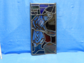 art nr: 701 vintage glas in loodraam van een bakker