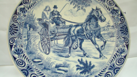art nr 46 antieke delfts blauwe bord van een Friese sjees