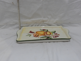 art nr: 1015 antiek porseleinen dienblad met fruit decoratie