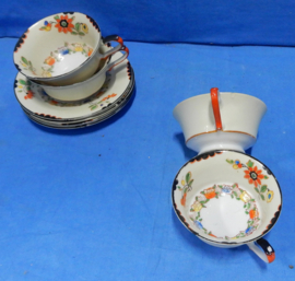 art nr: 571 vintage Oxford set 4 kop en schotels