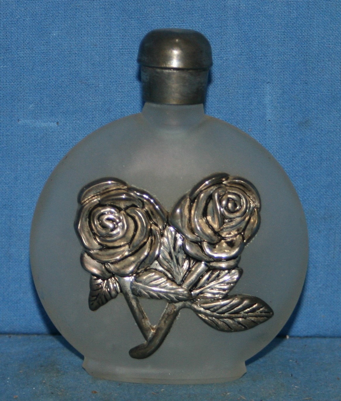 art nr: 1105 vintage zilveren beklede lege parfumfles