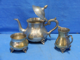 art nr: 613 antiek zilveren thee set met suiker en melk kan
