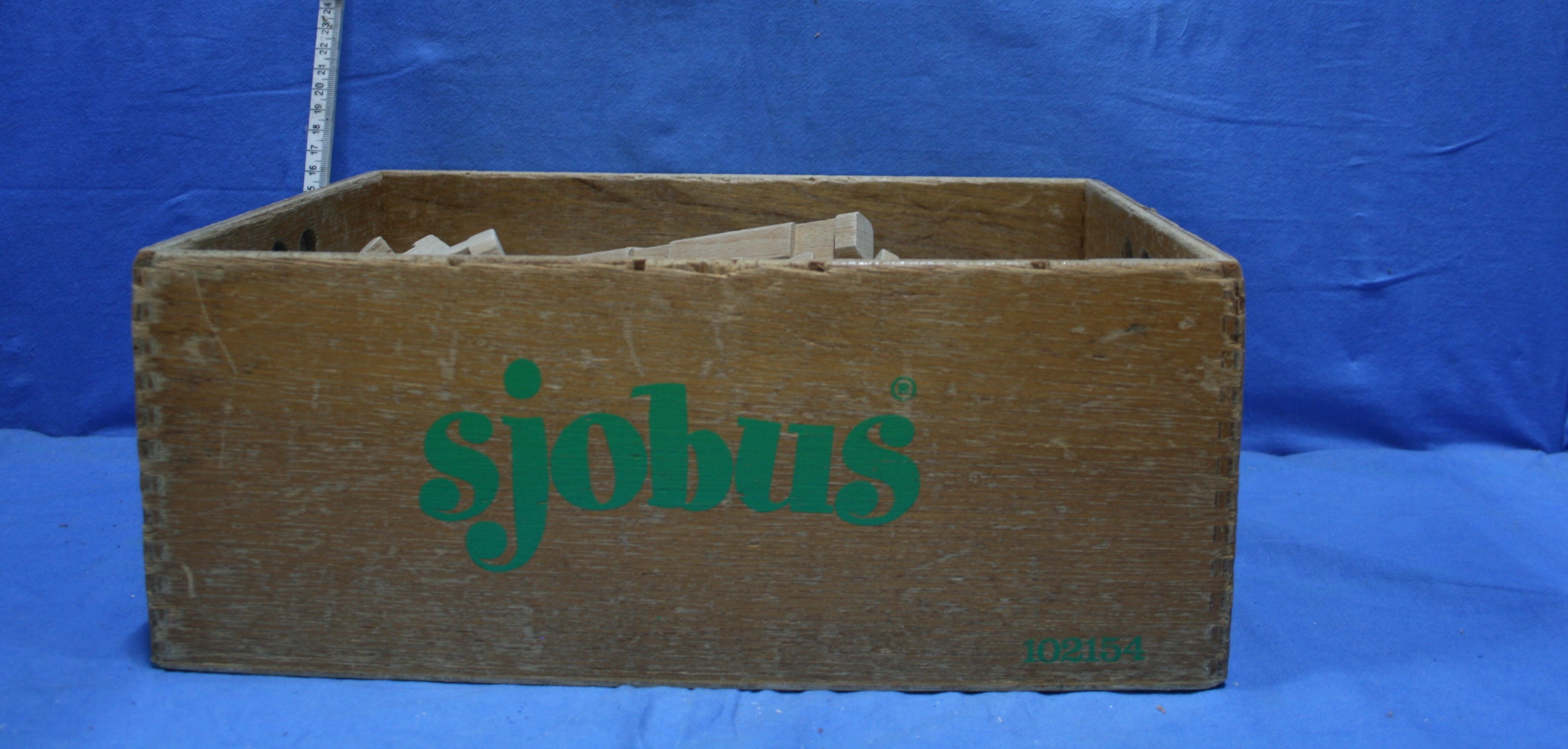 art nr: 1137 vintage kist vol met speciale bouwblokken van Sjobus