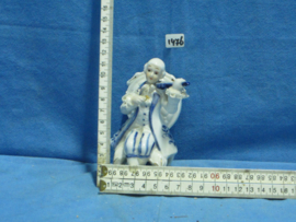 art nr: 1476 vintage Delft Blauwe beeldje van een vioolspeler
