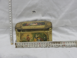 art nr: 964 antiek theeblik van de Gruyter, goudmerk thee