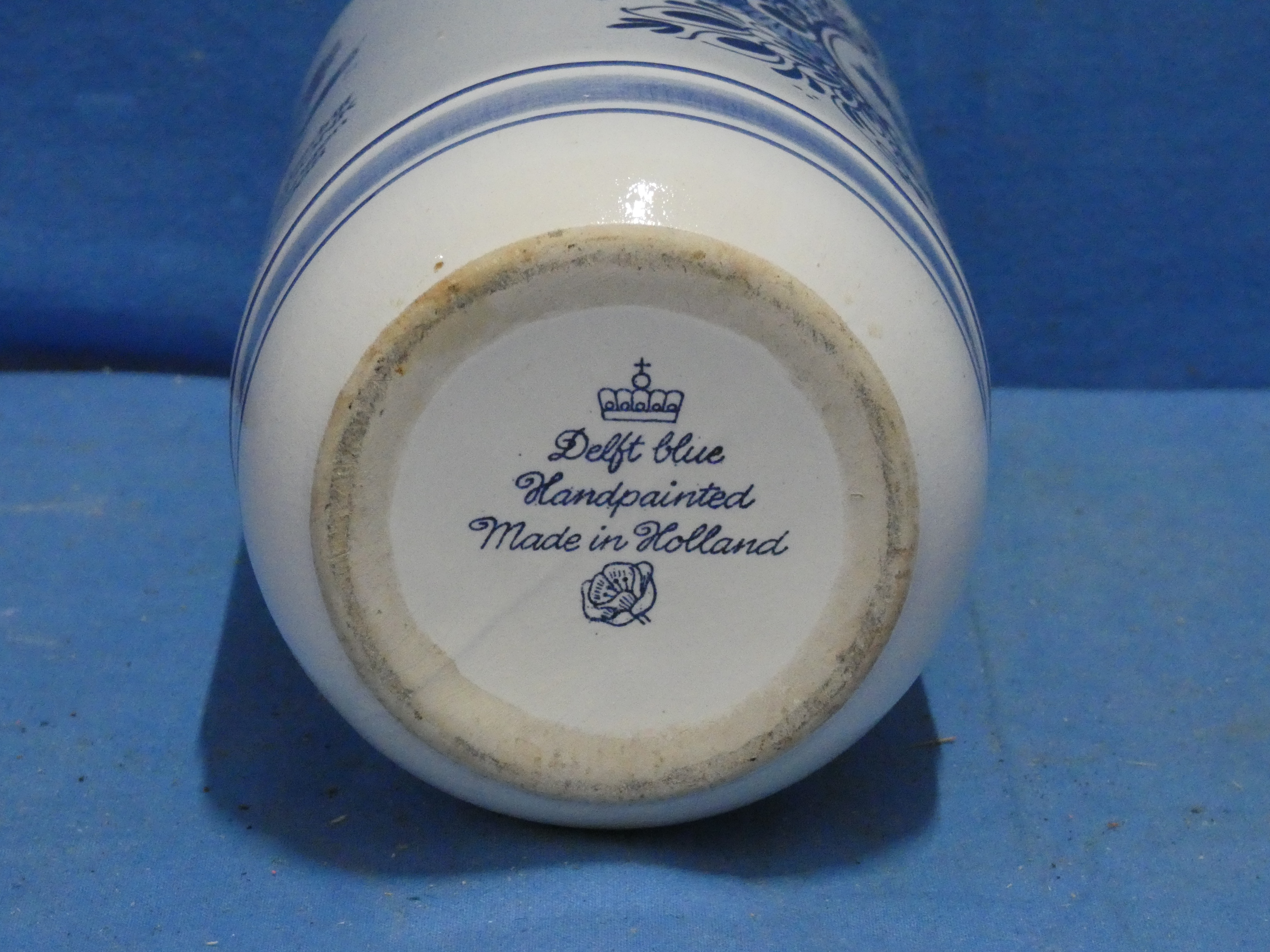 art nr: 1267 vintage Delft Blauwe hand beschilderde vaas