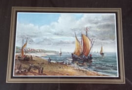 art nr: 92 vintage schilderij schepen op de zuiderzee