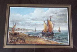 art nr: 92 vintage schilderij schepen op de zuiderzee