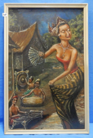art nr: 308 vintage Javaans schilderij