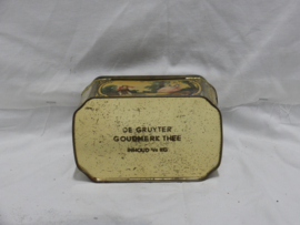 art nr: 964 antiek theeblik van de Gruyter, goudmerk thee