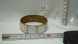 art nr: 33 vintage koperen armband met paarlemoer opgelegd