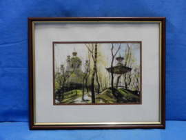 art nr: 678 vintage Indisch tuin schilderij van L Laiv