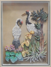 art nr: 605 vintage 3D schilderij met paradijsvogels