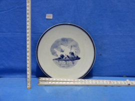art nr: 780 vintage Delfts Blauwe schaal landschap bij rotterdam