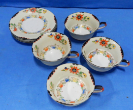 art nr: 571 vintage Oxford set 4 kop en schotels