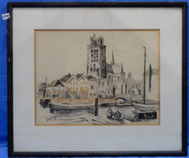 art nr: 550 antiek houtskool schilderij