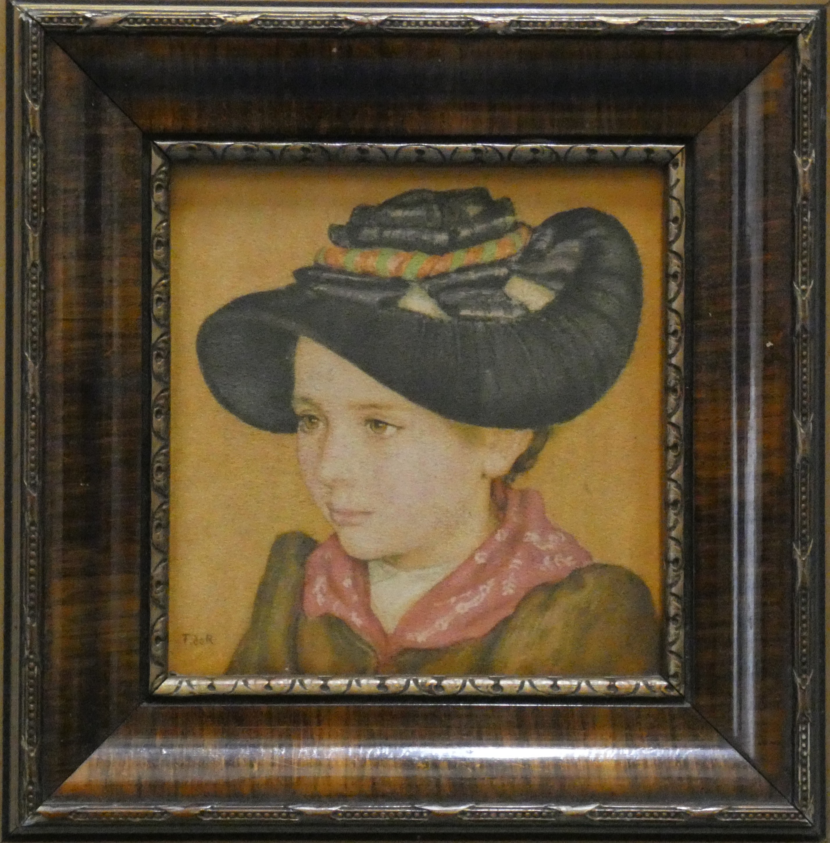 art nr: 663 antiek portret schilderijtje van F de R