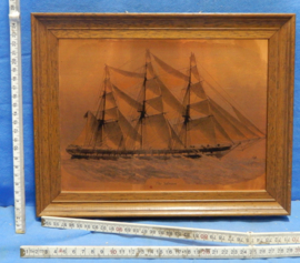 art nr: 621 vintage Kopergravure van de driemaster Sobraon