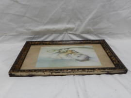 art nr: 674 vintage schilderij met baby foto