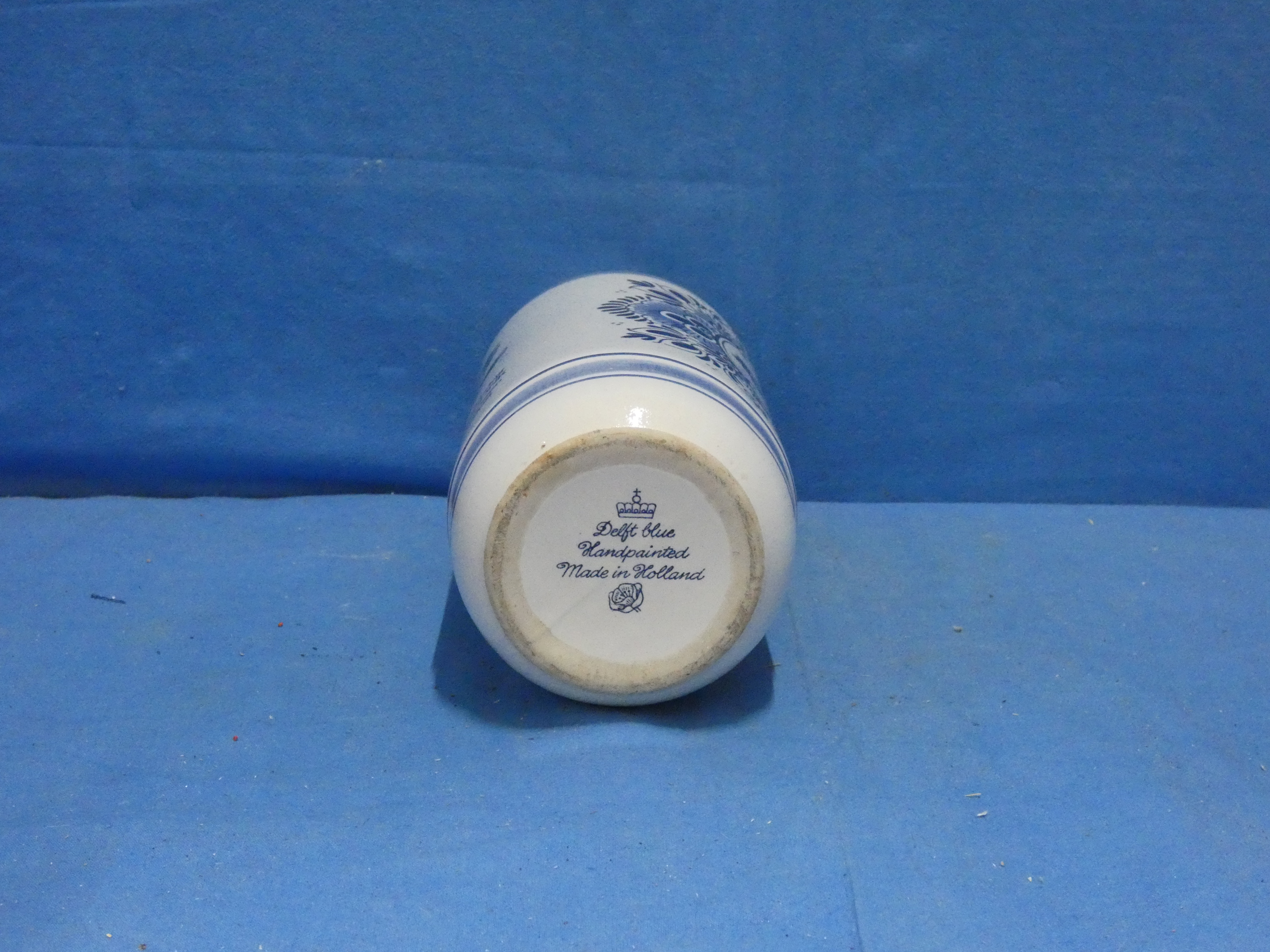 art nr: 1267 vintage Delft Blauwe hand beschilderde vaas