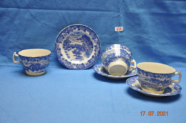 art nr: 77 vintage delft Blauwe porseleinen kop en schotels
