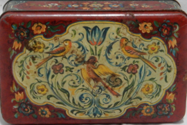 art nr: 963 vintage blikken opberg trommel met vogels
