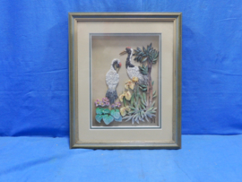 art nr: 605 vintage 3D schilderij met paradijsvogels
