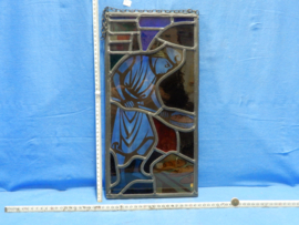 art nr: 701 vintage glas in loodraam van een bakker