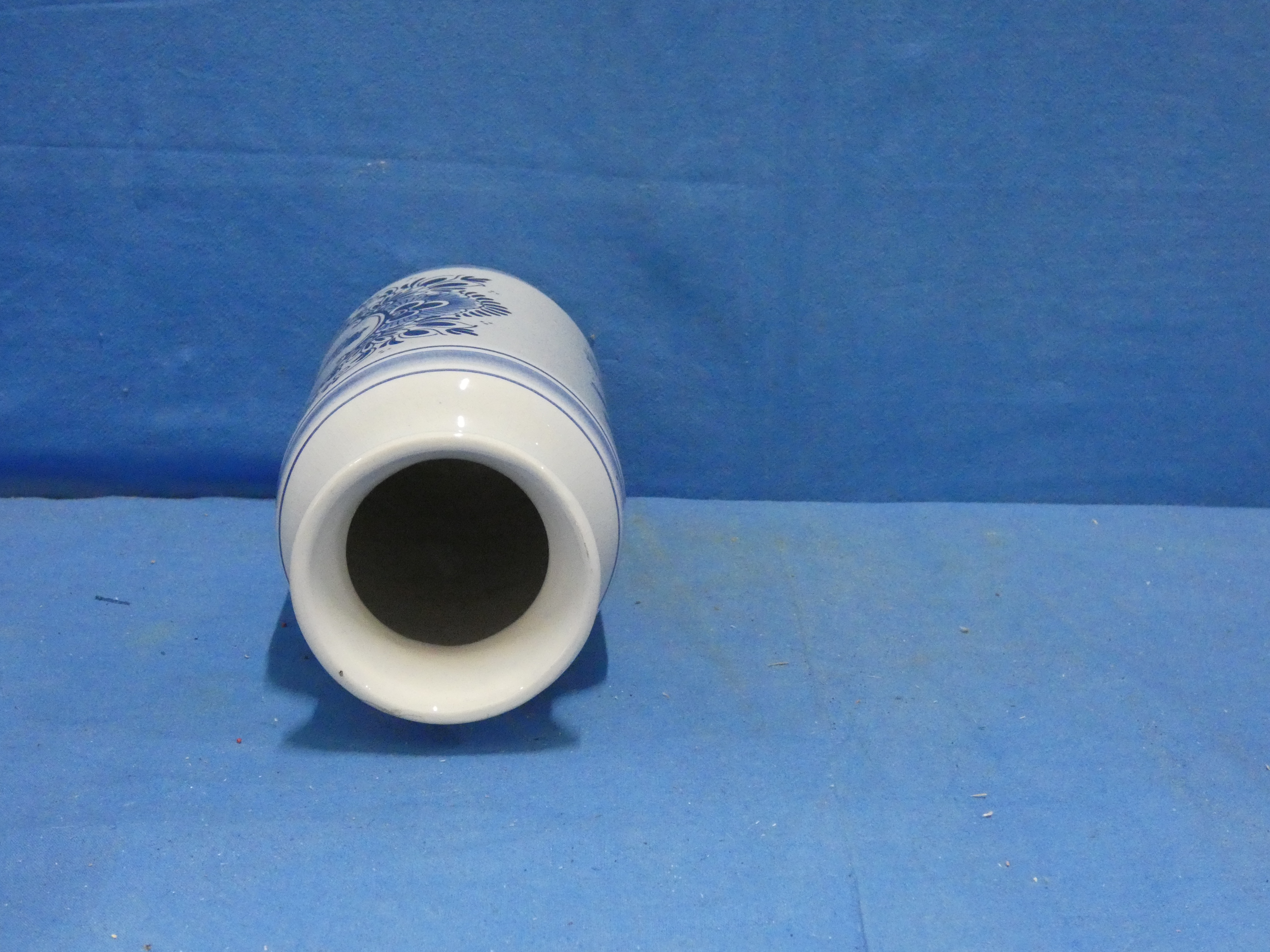 art nr: 1267 vintage Delft Blauwe hand beschilderde vaas