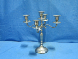 art nr: 1515 vintage verzilverde vijf arme kaarsen kandelaar