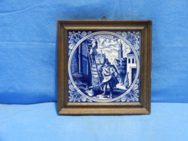 art nr: 859 antieke Delft Blauwe wandtegel van de Loodgieter