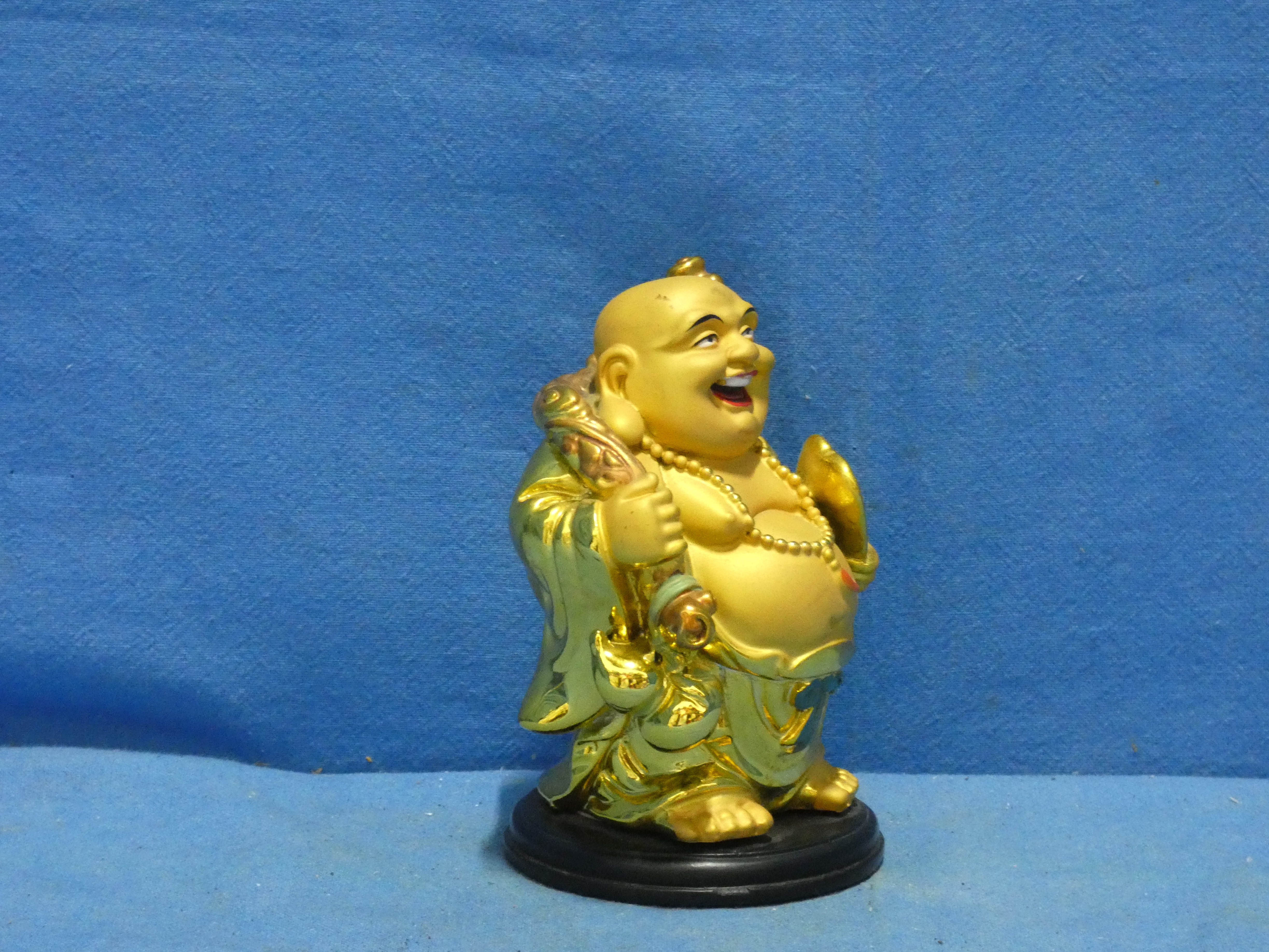 art nr: 1232 vintage Goudkleurige lachende Boeddha
