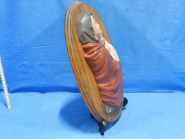 art nr: 730 vintage gipsen plaque in 3D van Maria met kind