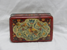 art nr: 963 vintage blikken opberg trommel met vogels