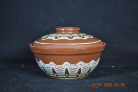 art nr: 1592 vintage Egyptische rood stenen pot met deksel