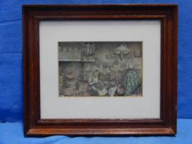 art nr: 606 vintage 3D schilderij met een keukenafbeelding uit 1700