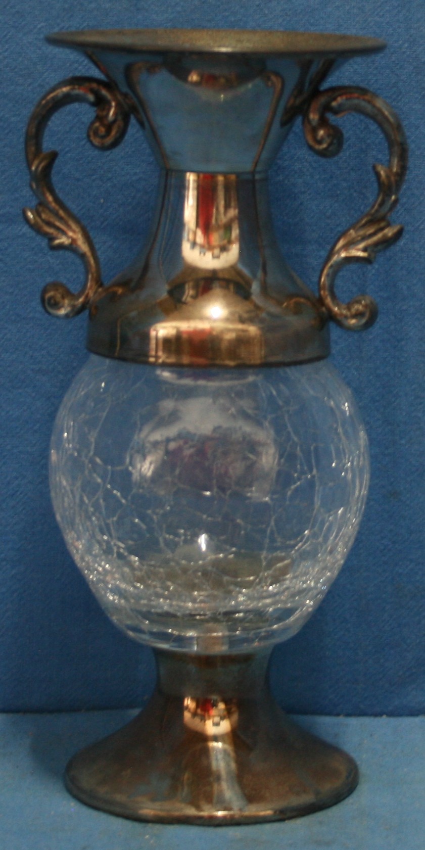 art nr: 989 antiek zilver design vaasje met twee handvaten