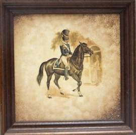 art nr: 668 vintage sierlijke wandtegel van man op paard