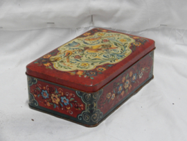 art nr: 963 vintage blikken opberg trommel met vogels