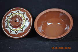 art nr: 1592 vintage Egyptische rood stenen pot met deksel