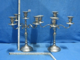 art nr: 1515 vintage verzilverde vijf arme kaarsen kandelaar