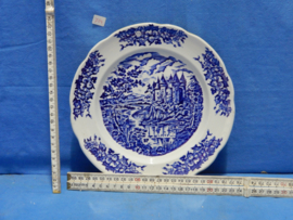 art nr: 784 antiek Delfts Blauw schaal kasteel op de Eifel