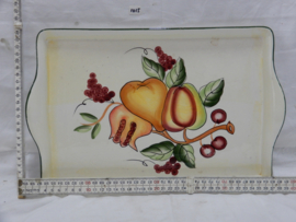 art nr: 1015 antiek porseleinen dienblad met fruit decoratie