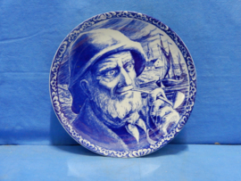 art nr: 782 vintage Delfts Blauwe schaal portret van een visser