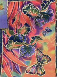 Terlenka digitaal bedrukt blauw vlinder/ bloem met goud
