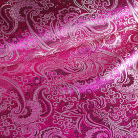 Jacquard paisley fuchsia met zilver lurex