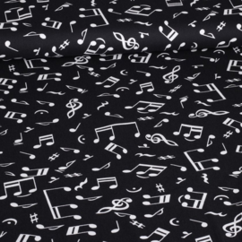 Muziek noten zwart ondergrond met witte muzieknoten