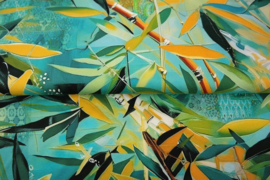 Stenzo tricot digitaal  25022-99 ''Through The Bamboo Bushes'' print
